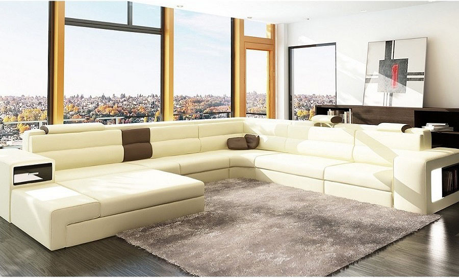 Cara - U - Leather Sofa Lounge Set